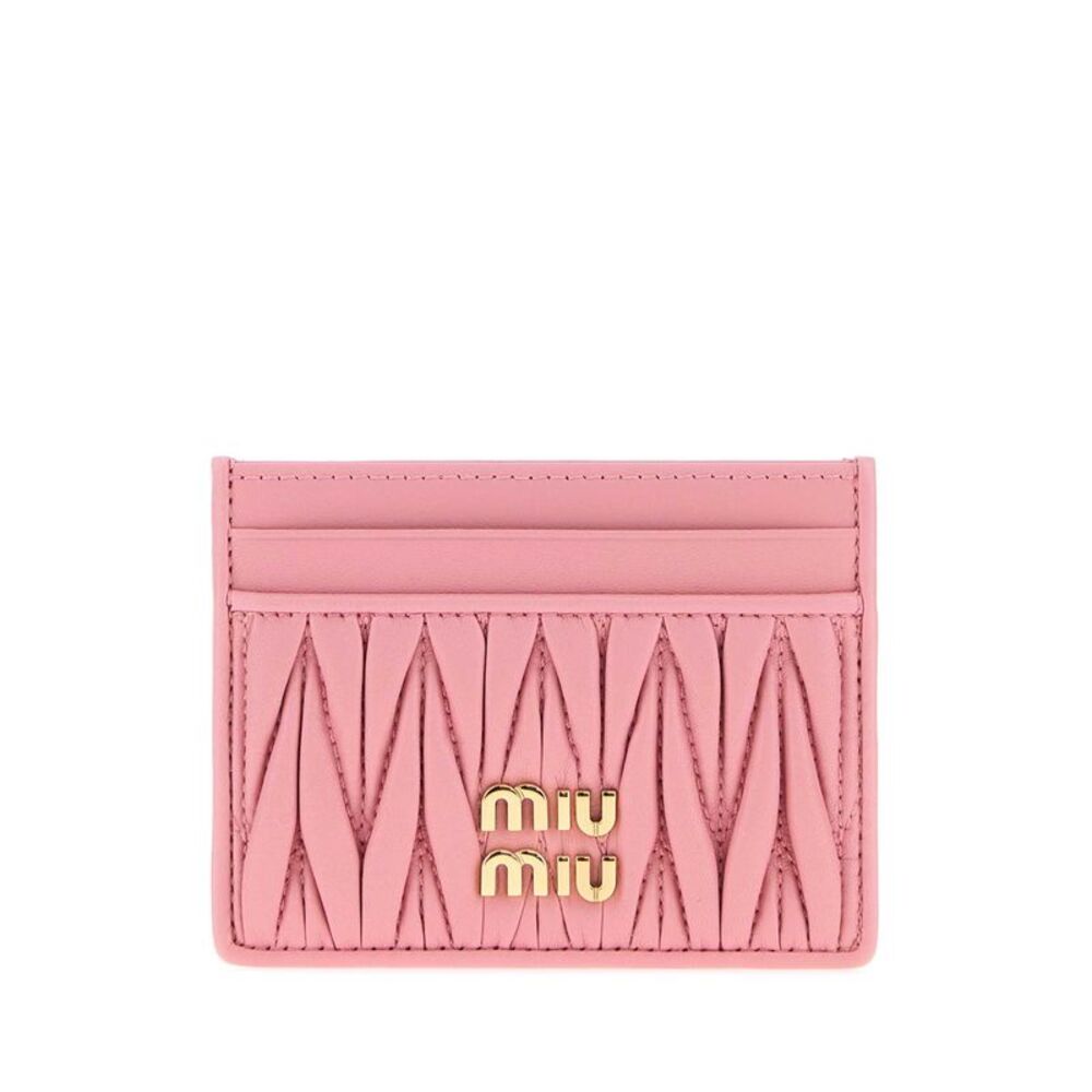 Miu Miu Women Pink Leather Card Holder